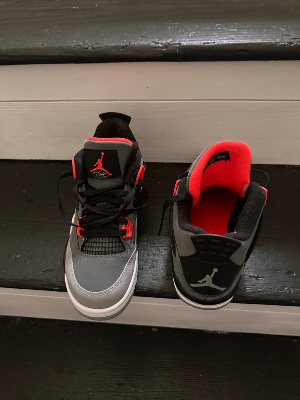 Jordan Kids Black, Gray and Red Retro Basketball Sneakers